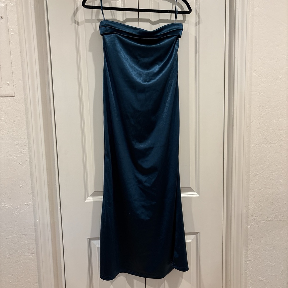 Elegant Teal Satin Dress